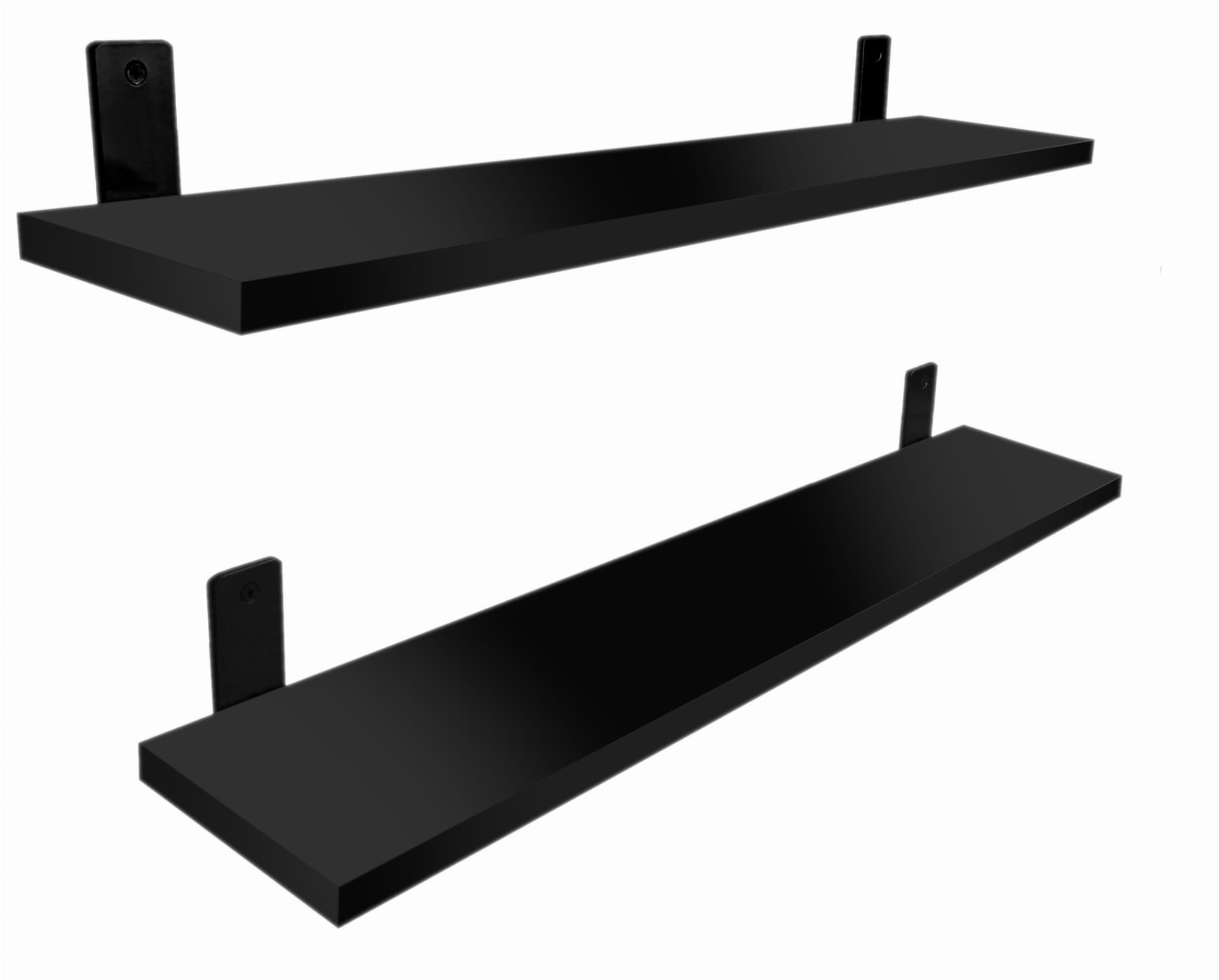 DWIE PÓŁKI ŚCIENNE WISZĄCE KLASYCZNE - Czarne 80 CM NA KWIATY KSIĄŻKI