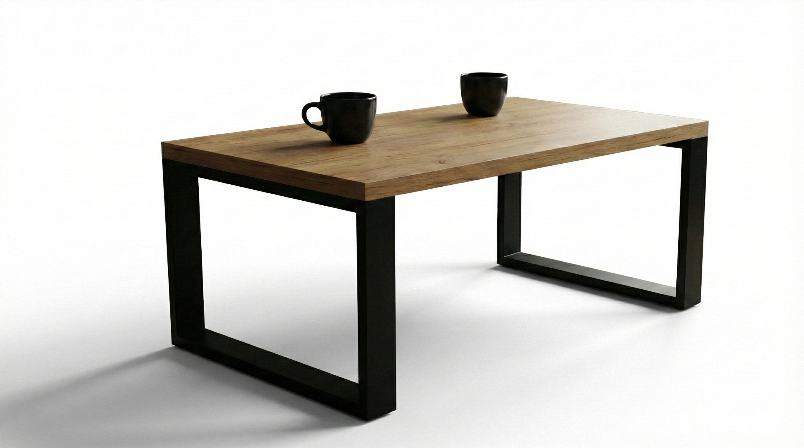 Stolik kawowy ława do salonu 36 mm pogrubiony blat LOFT 120 x 60 x 44 cm dąb craft złoty