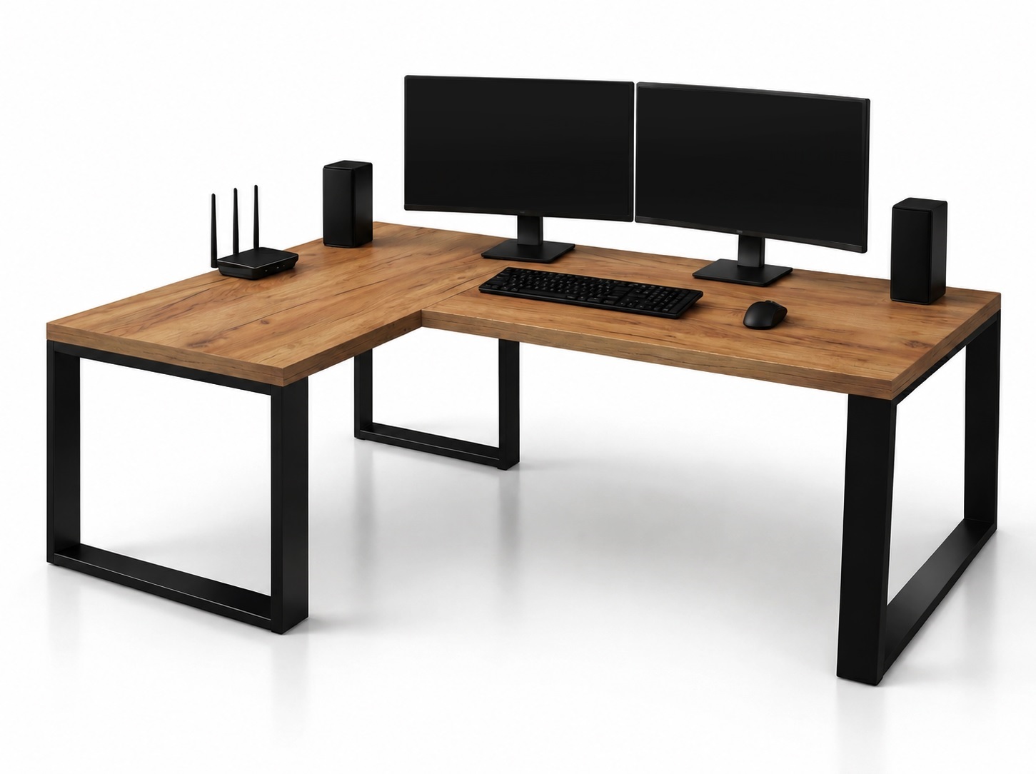 Biurko 200x130x70 cm XL gruby blat 36 mm  komputerowe gamingowe narożne Dąb craft złoty  LOFT MAX PRO