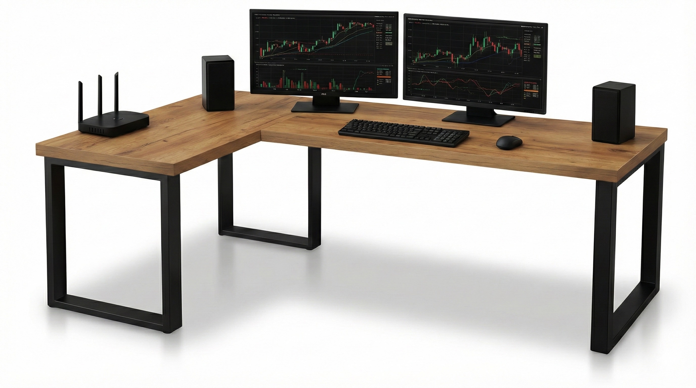Biurko 120x180x60 cm gruby blat 36 mm komputerowe gamingowe narożne loft Dąb craft złoty  LOFT MAX
