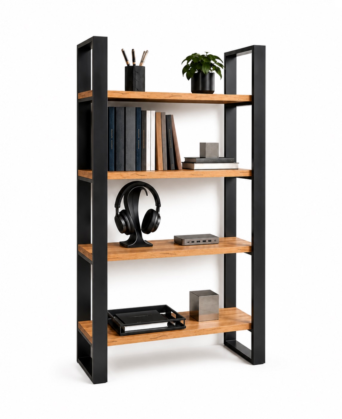 Regał biurowy loft 80 cm – Dąb craft złoty